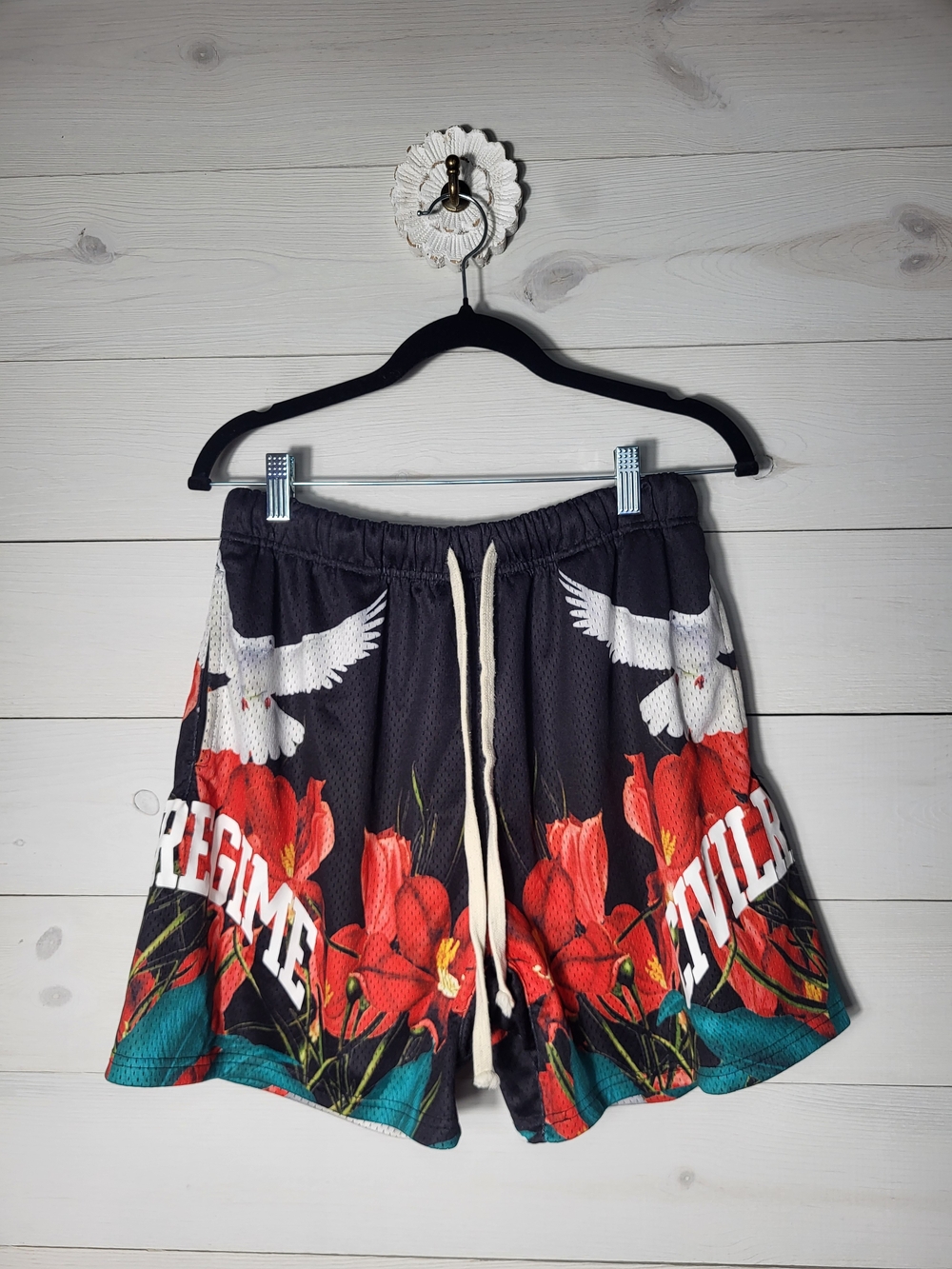 CIVIL REGIME Athletic Shorts Tropical Bloom Floral Dove Limited Edition